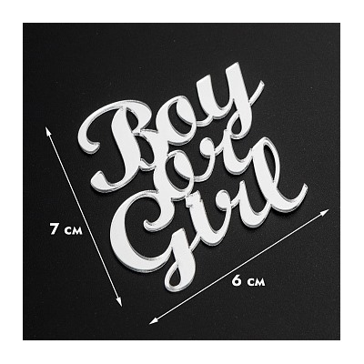 Топпер без шпажки "Boy or Girl" серебряный 7*7 см