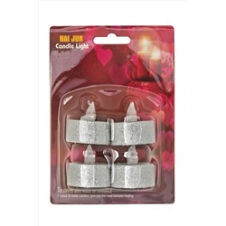 Набор свечей светодиодных на батарейках 3,5*3 см (4 шт) SF-7552, серебро