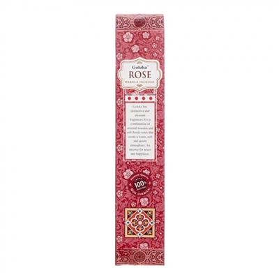 Goloka ROSE Masala Incense (Высококачественные индийские пыльцовые благовония РОЗА, Голока), 15 г.
