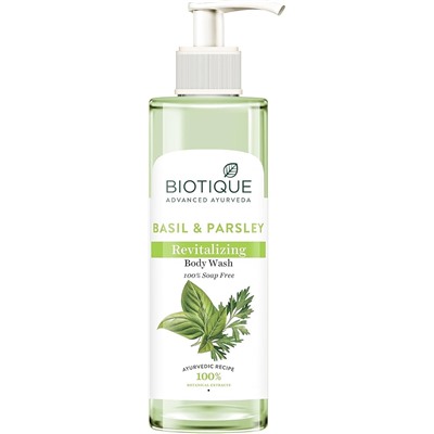 BASIL & PARSLEY, Revitalizing BODY WASH, Biotique (БАЗИЛИК И ПЕТРУШКА, Восстанавливающий ГЕЛЬ ДЛЯ ДУША, Для всех типов кожи, Биотик), 200 мл.