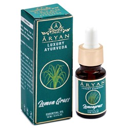 LEMON GRASS Essential Oil, ARYAN (ЛЕМОНГРАСС премиальное эфирное масло, АРЬЯН), 12 мл. - СРОК ГОДНОСТИ ДО 30 СЕНТЯБРЯ 2024 ГОДА + С ПОДТЁКАМИ