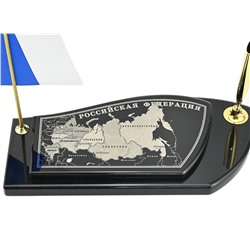Письменный прибор из обсидиана "Карта РФ"  200*105*22мм