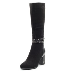 XH-Z374-14539-1R BLACK Сапоги демисезонные женские (натуральная замша, байка) размер 34