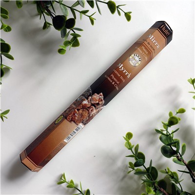 Flute MYRRH Incense Sticks, Cycle (МИРРА ароматические палочки, Мистический, смолистый и классический, Сайкл), шестигранник 20 палочек.