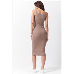 Платье-лапша летнее трикотажное из хлопка бежевое