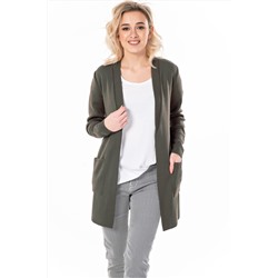 Кардиган вязаный удлиненный без застежки зеленый