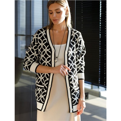 Кардиган жаккардовой вязки с кашемиром