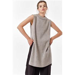 Платье-туника свободного силуэта меланж светло-серый