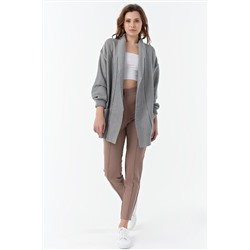 Кардиган вязаный свободный с поясом перламутровый