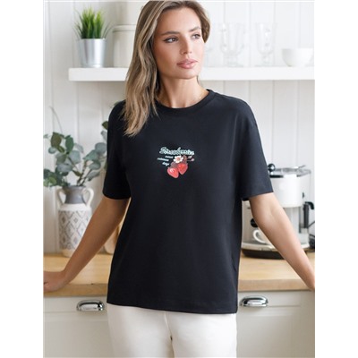 Футболка с принтом свободная эластичная из премиального хлопка