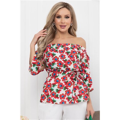 Блуза "Аксинья" (цветы на белом) Б5945