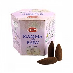 MAMMA & BABY Backflow Incense Cones, Hem (МАМА И МАЛЫШ благовония пуля стелющийся дым, Хем), уп. 40 конусов.