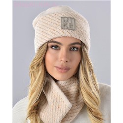 Мохер мульти отворот квадрат термо Комплект флис (шапка+снуд) (56-58)