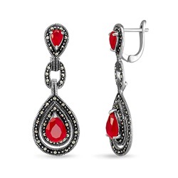 Серьги, марказит , синт.рубин, SL-AGA120-1