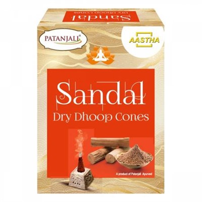 SANDAL Dry Dhoop Cones, Patanjali (САНДАЛ сухие конусные благовония, Патанджали), 20 г.