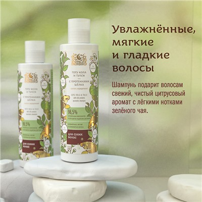 Ayurvedic Shampoo GOTU KOLA & TULSI, Indibird (Аюрведический шампунь ГОТУ КОЛА И ТУЛСИ (туласи) С ПРОТЕИНАМИ ШЕЛКА, для сухих волос, Индибёрд), 250 мл.