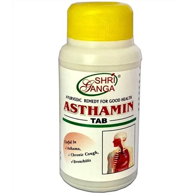 ASTHAMIN tab, Shri Ganga (АСТАМИН при астме, хроническом кашле, бронхите, Шри Ганга), 100 таб.