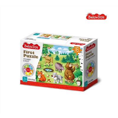 Пазл First Puzzle «Кто живет в лесу» 16 элементов