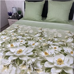 Постельное белье перкаль Магнолия (зеленая)