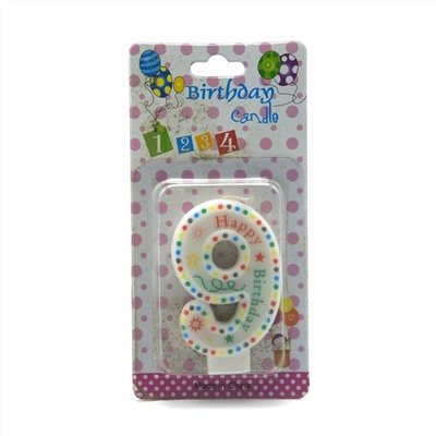 Свечи декор. для торта Цифры Happy birthday "9" 7см /блистер
