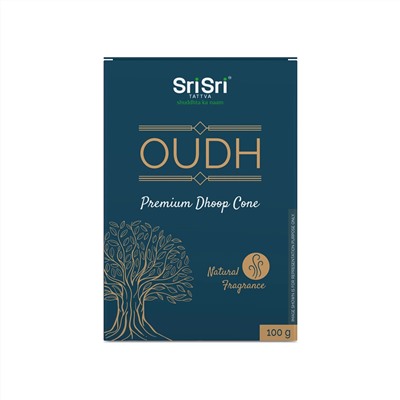 Premium Dhoop Cone OUDH, Sri Sri Tattva (Премиум благовония конусы УДОВОЕ ДЕРЕВО, Шри Шри Таттва), 100 г.