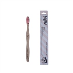 PINK, Antibacterial, Eco, Bamboo Toothbrush, SOFT, Jungle Story (РОЗОВАЯ, детская, антибактериальная, эко, бамбуковая зубная щётка), 1 шт.
