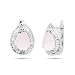 Серьги из серебра розовый кварц, МЦВ015