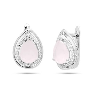 Серьги из серебра розовый кварц, МЦВ015