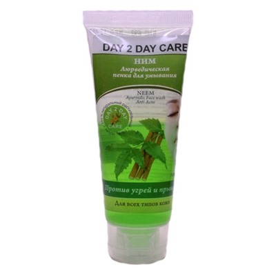 Ayurvedic Face Wash NEEM Anti Acne, Day 2 Day Care (Аюрведическая пенка для умывания НИМ Против Угрей и Прыщей, Дэй Ту Дэй Кэр), 50 мл.