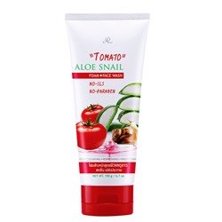 TOMATO Aloe Snail Foam Face Wash, AR (ТОМАТ пенка для умывания алое и муцином улитки), 190 г.
