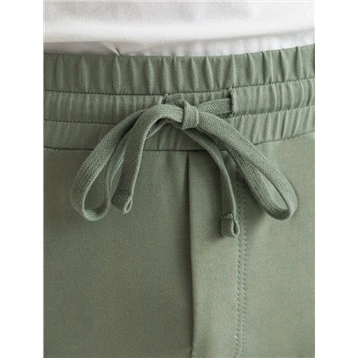 Брюки прямые на резинке из футера двухнитки с эластаном с затяжкой по низу