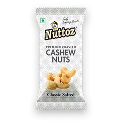 Premium Roasted Cashew Nuts CLASSIC SALTED, Nuttoz (Обжаренный кешью СОЛЁНЫЙ, Наттоз), 80 г.