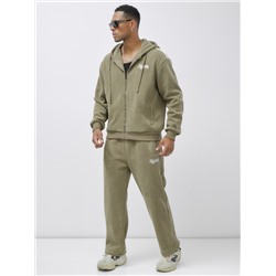 Спортивный костюм мужской демисезонный на флисе цвета хаки 328Kh