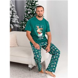 Пижама мужская Новогодняя изумрудный 2262 (41)