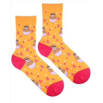 Носки р.35-40 "Cute Animals" Мишка с кружкой