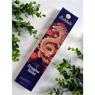 DRAGONS BLOOD Premium Incense Sticks, Bestofindia (КРОВЬ ДРАКОНА премиальные благовония, Бэстофиндия), 70 г. (20 палочек + подставка в подарок)