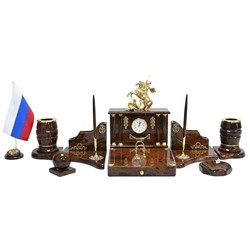 Настольный набор из обсидиана "Георгий Победоносец" 950*340*335мм