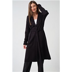 Кардиган вязаный длинный на пуговицах черный