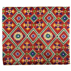 Сари TILAK с печатным принтом ЭТНИКА, цвет КРАСНО-ЗЕЛЕНЫЙ (Size: Onesize, с отрезом для блузы), РАЗНЫЙ ДИЗАЙН, 1 шт.