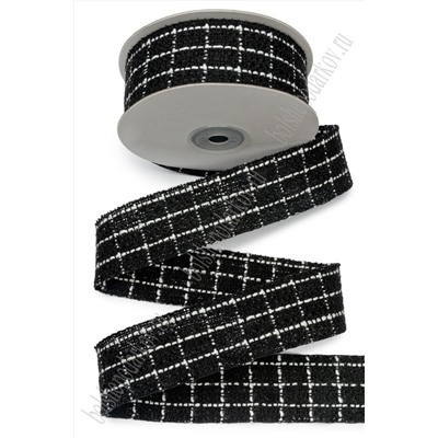 Лента декоративная 4 см*10 ярд (SF-7539) черный