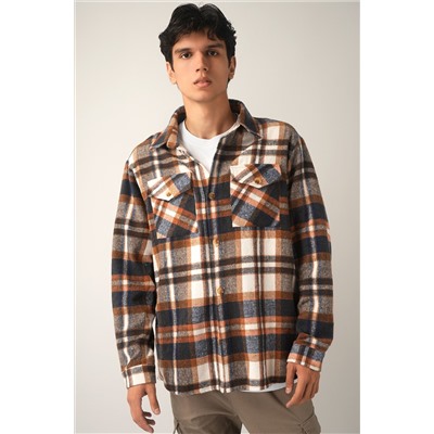 Мужская теплая рубашка в клетку Happyfox