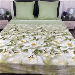 Постельное белье перкаль Магнолия (зеленая)