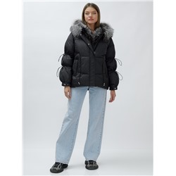 Полупальто женское зимнее с чернобуркой люкс класса черного цвета 1313Ch