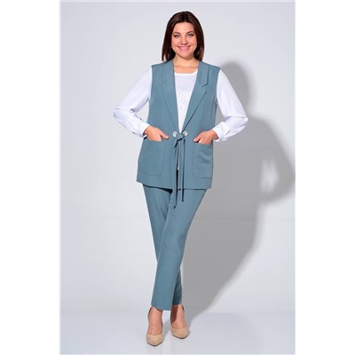 Liona Style 860 пепельно-голубой, Брюки,  Блуза,  Жилет