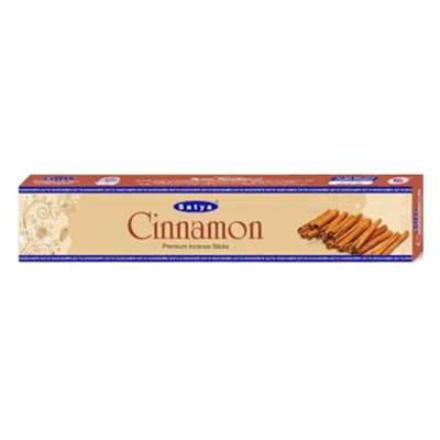 CINNAMON Premium Incense Sticks, Satya (КОРИЦА премиальные благовония, Сатья), 15 г.