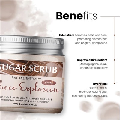 CHOCO EXPLOSION Sugar Scrub, Luster (ШОКОЛАДНЫЙ ВЗРЫВ сахарный скраб для лица, Ластер), 200 г.