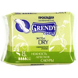 ГРЕНДИ Прокладки гигиен. Дневные Драй 4к. (зеленые) 8шт