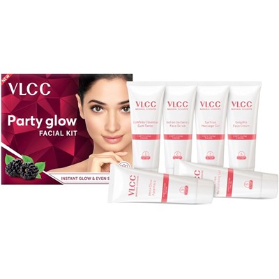 PARTY GLOW FACIAL KIT For Instant Glow & Even Skin Tone, VLCC (СИЯНИЕ ДЛЯ ВЕЧЕРИНКИ набор - Мгновенное сияние и Ровный тон кожи), 60 г. (6x10 г.)