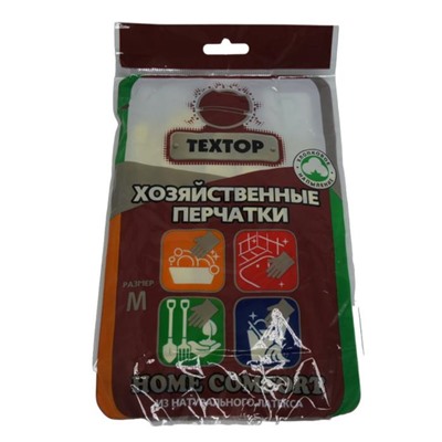 Перчатки Латексные ТЕХТОР хоз.с х/б напылением 40г  M