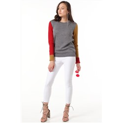 Джемпер вязаный классический из шерсти цветной